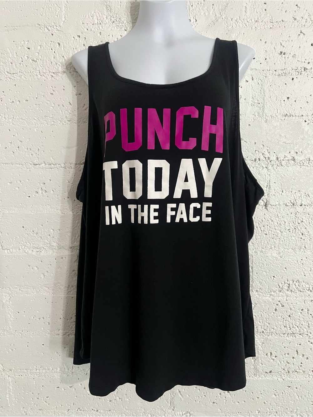 Torrid Active Athletic Plus Tank Top 5 Black "Punch Today in the Face" Gym A7